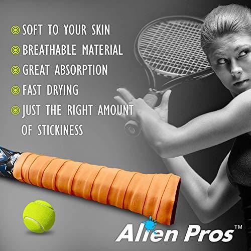 Alien Pros Tennis Grip Tape for Rackets – Precut and Dry Feel Overgrips – Replacement for Old Overwraps – Wrap Your Racquet for High Performance (3 Grips, Neon Orange) [product _type] Alien Pros - Ultra Pickleball - The Pickleball Paddle MegaStore