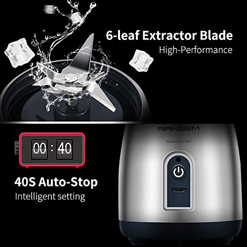 Mini Blender for Shakes and Smoothies，Portable Blender and Small Blender with USB Rechargeable Cordless for Travel, 5200MAH with 13oz Glass Blender Cup