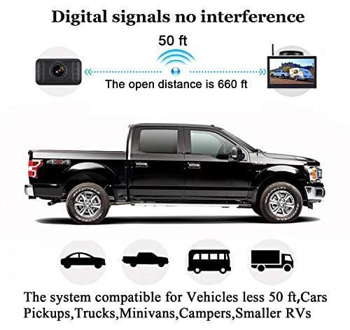 LeeKooLuu HD Digital Wireless Backup Camera for Cars,SUVs,Pickups,Trucks,Minivans High-Speed Observation 5' Monitor System Front/Rear View Camera IP69K Waterproof Night Vision Guide Lines On/Off