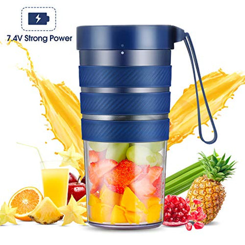 Portable Blender, Mini Smoothie Blender with Rechargeable Battery 7.4V Strong Power, 10oz Cordless Personal Blender Fruit Juicer Mixer for Office Gym Outdoors Travel, IP68 Waterproof, BPA Free