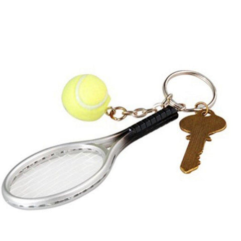 Tennis Racket Key Chain (Silver & Green) by Wise Will