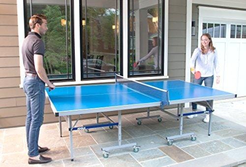 JOOLA NOVA - Outdoor Table Tennis Table with Waterproof Net Set - 10 Minute Easy Assembly - All Weather Aluminum Composite Outdoor Ping Pong Table - Tournament Quality - Indoor & Outdoor Compatible