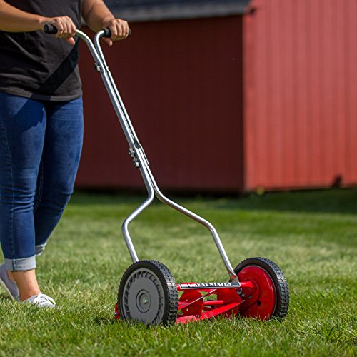 Great States 304-14 14-Inch 5-Blade Push Reel Lawn Mower, Red