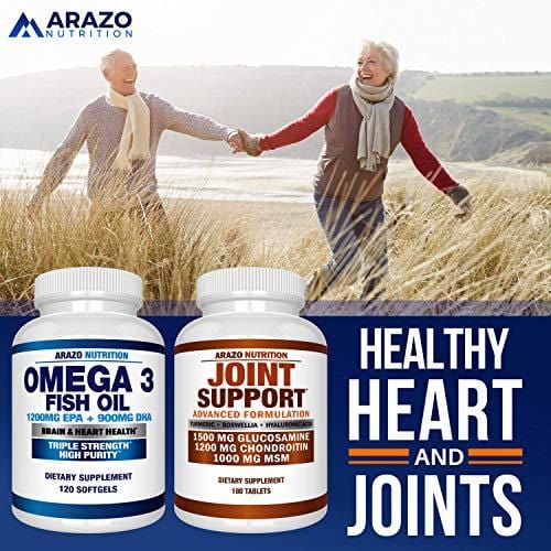 Omega 3 Fish Oil 2250mg | HIGH EPA 1200MG + DHA 900MG Triple Strength Burpless Capsules | Arazo Nutrition (120 Count)