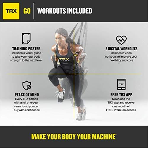 TRX GO Suspension Training: Bodyweight Fitness Resistance Training | Fitness for All Levels & All Goals for Total Body Workouts for Home & Travel | Lightweight & Portable | Workout Poster Included