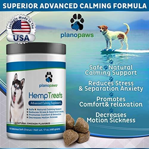Hemp Treats - Safe Calming Treats for Dogs - Hemp Oil for Pets - Dog Anxiety Relief - Natural Calming Aid - Helps with Separation Anxiety - Storms - Fireworks - Chewing - Stress - Barking - 120 Count