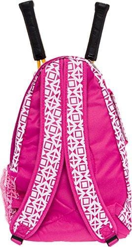 LISH Deuce Tennis Racket Backpack - Women's Geometric Square Printed Tennis Racquet Holder Bag (Rose)