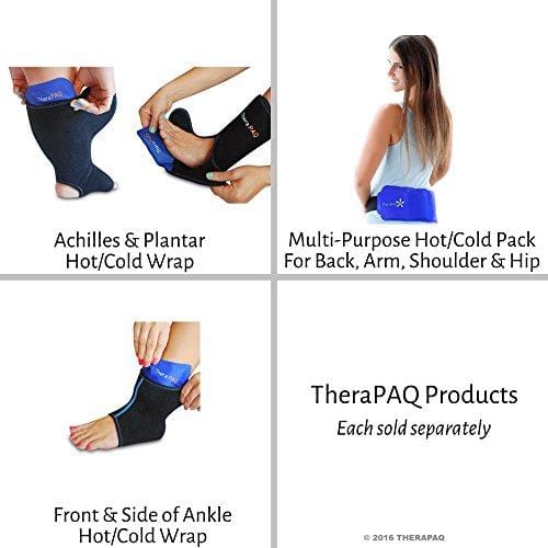 Foot & Ankle Ice Wrap with Hot & Cold Gel Pack by TheraPAQ | Adjustable Brace, Multi-Purpose, Microwaveable, Freezable and Reusable (XS-XL)