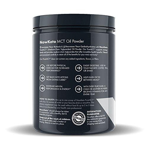 NOW KETO® Keto MCT Oil Powder from Coconuts | Low Carb High Fat | Medium Chain Triglyceride | Ketogenic Diet Supplement | Activates Ketosis & Boosts Ketones for Keto Diet. Keto Coffee Creamer.