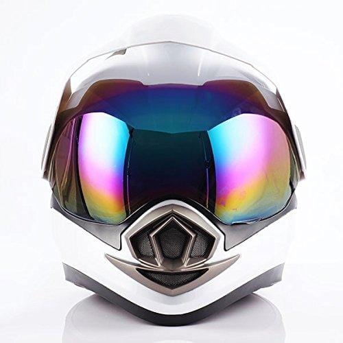Dual Sport Helmet Motorcycle Full Face Motocross Off Road Bike Glossy White,Size Small