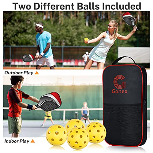 Gonex Pickleball Paddles Set, Graphite Pickleball Paddle Set and 4 Pickleball Balls, Pickleballs Rackets with Portable Bag for Man and Woman