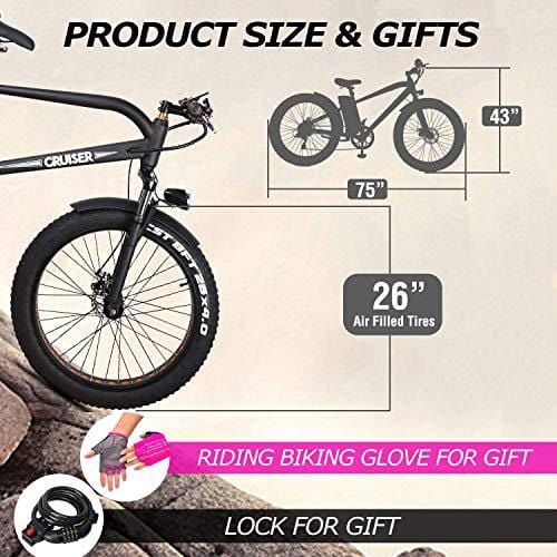 NAKTO Electric Bike Mountain Ebike with 300W/350W/500W 36V/48V Lithium Battery (500W48V12A)
