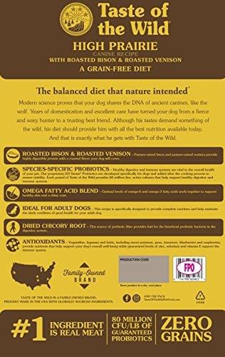 Taste of the Wild Grain Free High Protein Real Meat Recipe High Prairie Premium Dry Dog Food, 28 lb
