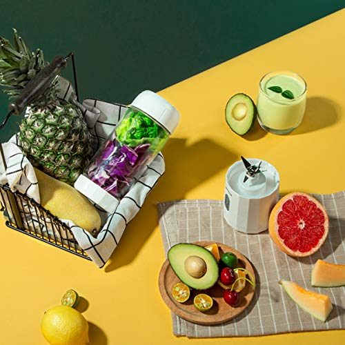 REDMOND Smoothie Blender, 4000mAh Portable USB Rechargeable Blender with 480ml Glass Travel Bottle, 6 Stainless Steel Powerful Blades, Battery Indicator for Shakes and Smoothies Outdoor, White BL015