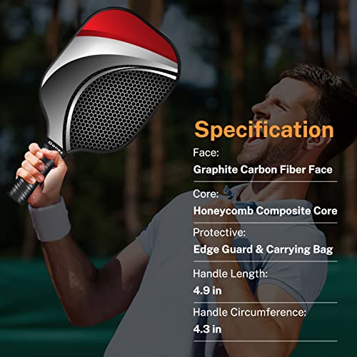 Gonex Pickleball Paddles Set, Graphite Pickleball Paddle Set and 4 Pickleball Balls, Pickleballs Rackets with Portable Bag for Man and Woman