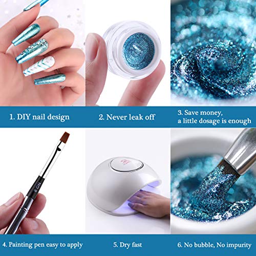 Makartt Glitter Gel Nail Polish Set, 6 Colors Fall Silver Rose Gold Purple Blue Green Holographic Gel Nail Polish, Sparkle Gel Polish Set for Women Home and Salon Use, P-32