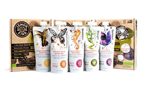 Lemonkind SUPER DETOX ME Metabolism Booster 3 Day Cleanse, Fruits & Veggies plus SUPERFOODS - Chlorella, Turmeric, Chia, Green Tea and Acerola - 24 Juices (Pack of 3)