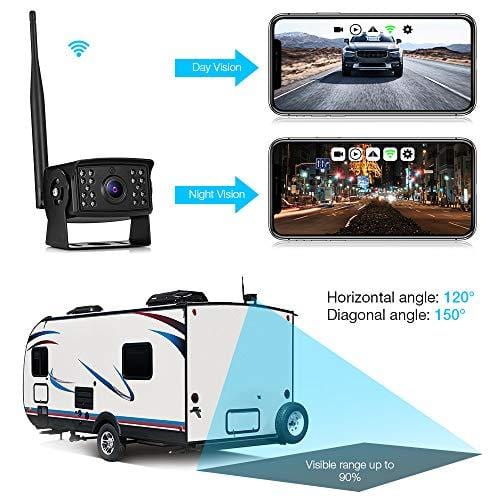 AUTOLOVER Backup Camera, Wireless Backup Camera for Truck, RV, Camper, Trailer, WiFi Backup Camera with Night Vision and IP67 Waterproof for iPhone, iPad or Andriod Devices