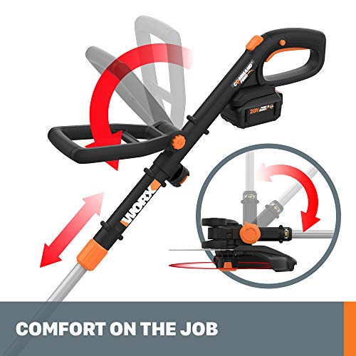 Worx WG170.3 GT Revolution 20V PowerShare 12" Grass Trimmer/Edger/Mini Mower 4.0Ah Battery and Charger Included,Black and Orange