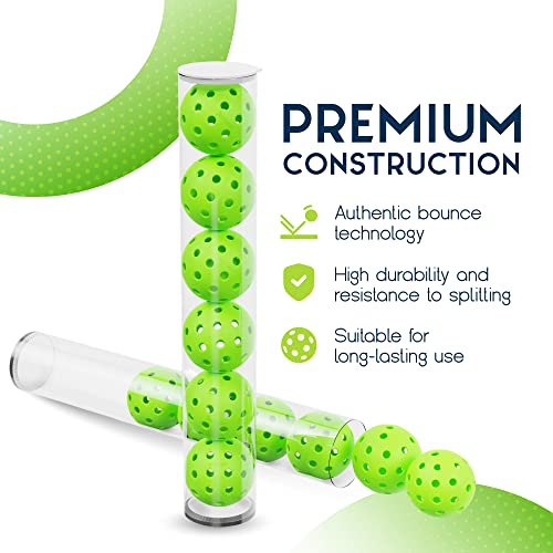 Pickleball Ball Set | Professional USAPA Approved for Sanctioned Tournament Play | 40 Holes & Specifically Designed for Outdoor Courts 6 Pack, Green (6 Pack, Green)
