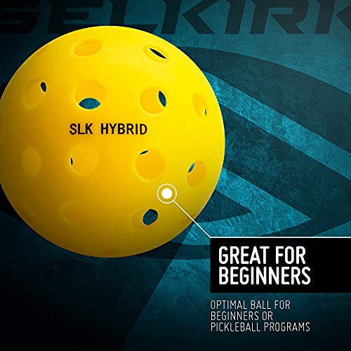 Selkirk SLK Hybrid Indoor & Outdoor Pickleball Ball 6 Pack | 40 Hole Outdoor & Indoor Pickleball Balls | USAPA Approved Pickle Ball Balls for Tournament Play | Yellow Pickleballs | 6 Pack