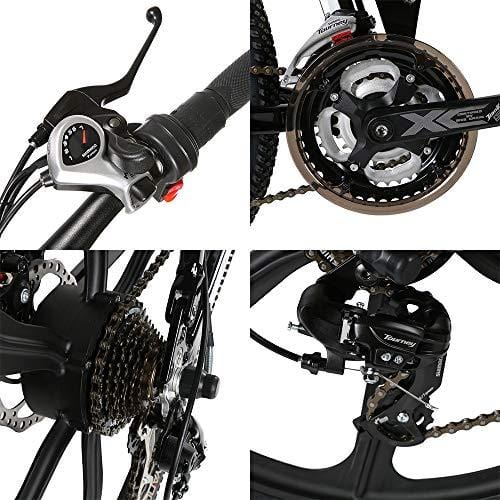 Yiilove Electric Mountain Bike 26'' Wheel Ebike 36V Lithium-Ion Battery, Electric Bicycle 250W Powerful Motor, Shimano 21 Speed (Type2-26-Foldable-Black)