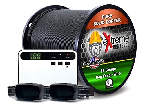 Basics Rechargeable Electric Dog Fence Plus - Upgraded 16 Gauge Boundary Wire - 2 Dog Kit with 1500' of Boundary Wire (Up to 2 Acres)