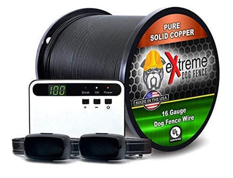 Basics Rechargeable Electric Dog Fence Plus - Upgraded 16 Gauge Boundary Wire - 2 Dog Kit with 1500' of Boundary Wire (Up to 2 Acres)