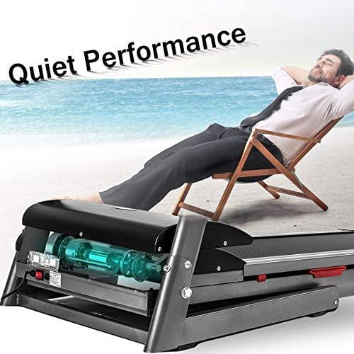 Merax Heavy Duty Electric Folding Treadmill Running Jogging Machine, Shock-Absorbing Double Layer Running Board, Large LCD Panel with Phone/Pad/Cup Holder (Black)