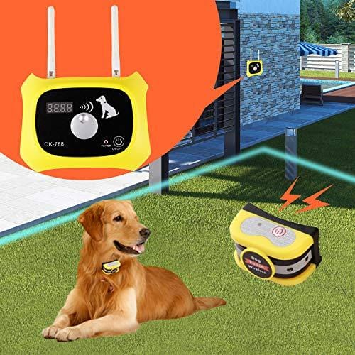 Wireless Dog Fence Electric Pet Containment System, Safe Effective Beep/Shock Design, Adjustable Control Range 1000 Feet & Display Distance, Rechargeable Waterproof Collar Receiver (1 Dog System)