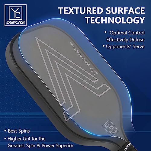 YC DGYCASI 16mm Pickleball Paddles Professional, 2023 USAPA Approved, Carbon Fiber Surface (CFS), Polypropylene Lightweight Honeycomb Core, with Cover Case Black
