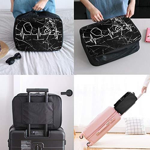 Pickleball Heartbeat Luggage Bag Capacity Portable Large Travel Duffel Bag Cosmetic Makeup