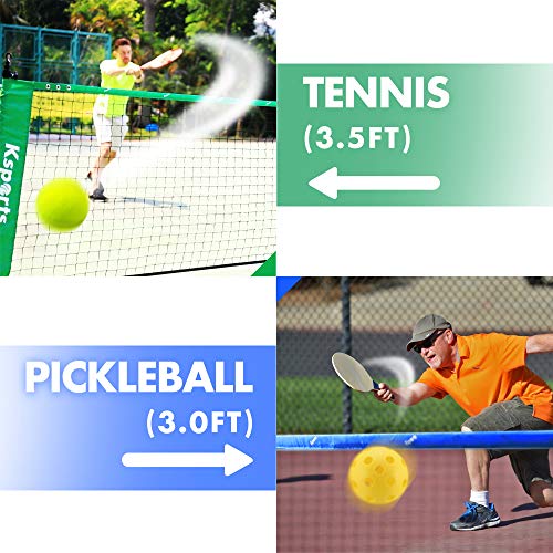 Ksports Portable 17 Feet Badminton Net Set(Green)−One Net for Pickleball, Tennis, Soccer Tennis, Kids Volleyball−4 LED Shuttlecocks−One Carry Bag−Easy Setup Nylon Net with Poles for Indoors & Outdoors
