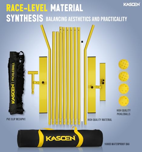 KASCEN Pickleball Net - Pickleball Net for Driveway, 22FT USAPA Portable Pickleball Set with Net, Pickle Ball Net with 4 Pickleballs & Carry Bag, Pickle Ball Net for Outdoor Indoor Court Backyard