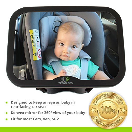 Trendgeo Baby Car Mirror for Back Seat 360 Wide Angle Baby Mirror for Car Rear Facing & Front Facing Car Back Seat Full View Infant Easy Installation on Headrest for Baby Toddler Children