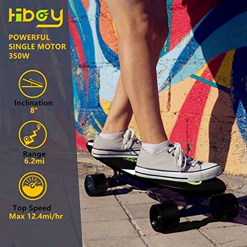 Hiboy S11 Electric Skateboard with Wireless Remote, Longboard Single Hub Motor, Light Weight 7.94LBS, Top Speed 12.4MPH, Range 7 Miles, for Youths and Students(Upgraded Version)