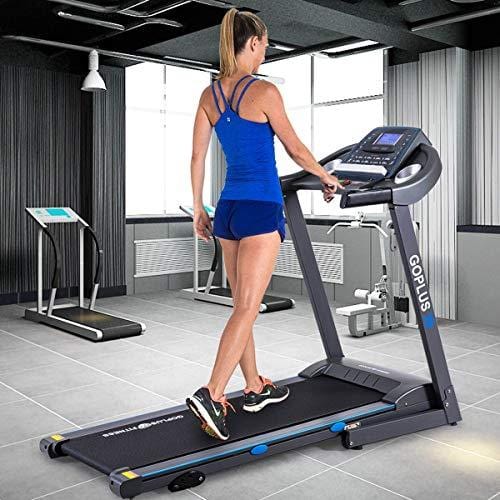 Goplus 2.25HP Electric Folding Treadmill with Incline, Walking Running Jogging Fitness Machine with Blue Backlit LCD Display for Home & Gym Cardio Fitness (Black Jaguar Ⅲ)