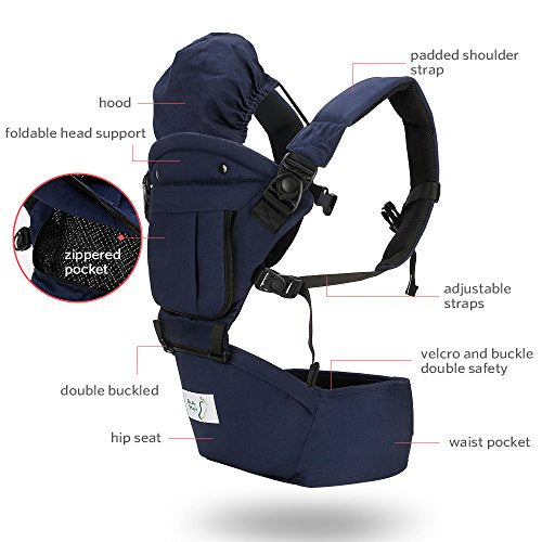 BABY STEPS Baby Carrier Hip Seat Ergonomic 6-in-1, Soft Carrier hipseat for All Seasons, Adjustable Waistband 6 Comfortable & Safe Positions, Perfect for Alone Nursing from Infant to Toddlers