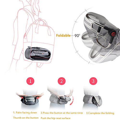 Bebamour Baby Carrier with Hip Seat 6 in 1 Ergonomic Baby Carrier Backpack (Grey)