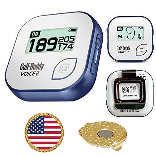 GolfBuddy Voice 2 Golf GPS/Rangefinder Bundle With Magnetic Hat Clip Ball Marker (USA)