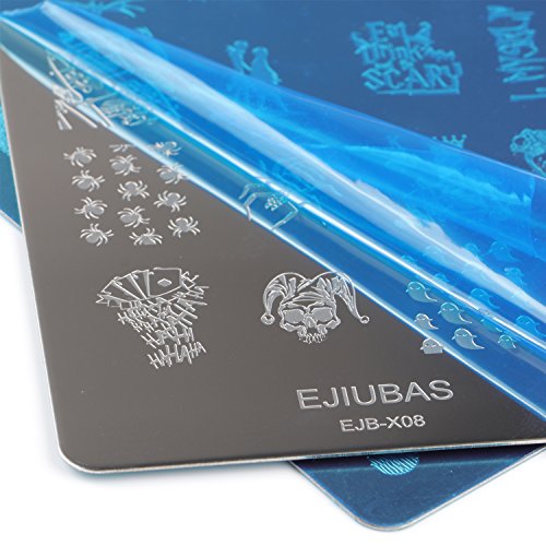 Nail Stamping Kit Christmas Nail Plates - Ejiubas Nail Stamping Plate Nail Art Stamping Kit Nail Polish Stamping Plate Set Halloween Nail Stamping Templates EJB X07 X08