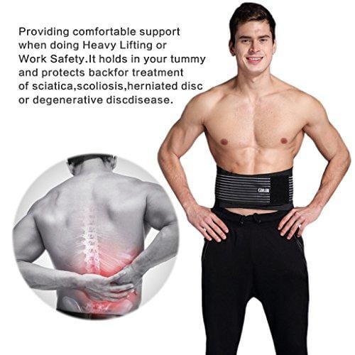 Cotill Back Brace Lumbar Lower Belt Brace and 8 Stable Splints Support - Dual Adjustable Straps and Breathable Mesh Panels for Back Pain and Stress Relief (L/XL)