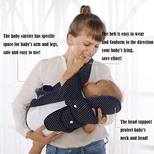 Baby Carrier, All-in-1 Positions Convertible Infant Carrier Adjustable Straps Breathable Mesh Ergonomic Soft Carrier (Blue Net)