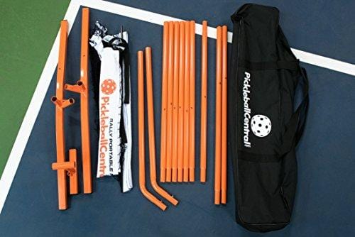 Rally Meister Pickleball Net, Paddle and Ball Set (Includes Matching Rally Orange Metal Frame + Net + 4 Paddles + 4 Balls + Rules Sheet in Carry Bag)