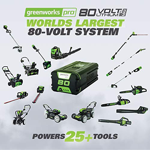 Greenworks GLM801601 21-Inch 80V Cordless Push Lawn Mower, includes two 2Ah Batteries and Charger