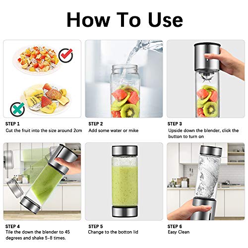TTLIFE 2 Cup Cover Portable Blender,USB Rechargeable Cordless Smoothie Glass Blender,Mini Jucier Cup Travel Sports Bottle