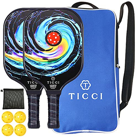 TICCI Pickleball Paddle USAPA Approved Set 2 Premium Graphite Craft Rackets Honeycomb Core 4 Balls Ultra Cushion Grip Portable Racquet Case Bag Gift Kit Men Women Indoor Outdoor (Gorgeous Kit)