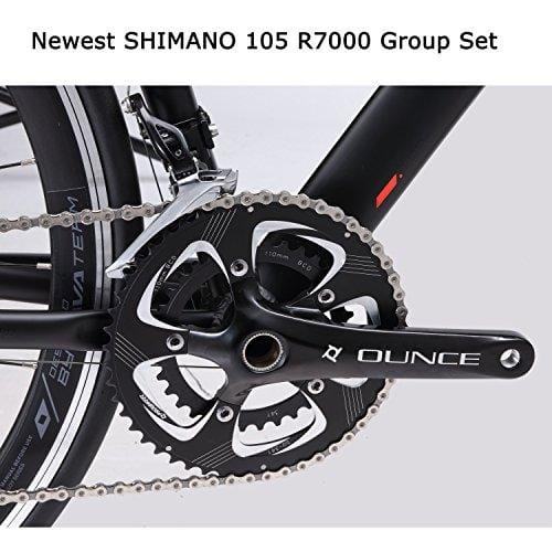 SAVADECK Aluminium Alloy Road Bike, R8 700C Carbon Fork Road Bicycle Light Aluminium Frame Road Bike with Shimano 105 R7000 22 Speed Groupset and Double V Brake Black Red 48CM