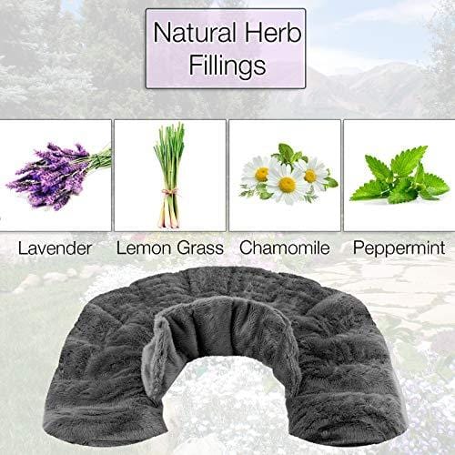 Heating Pad for Neck and Shoulders with Aromatherapy Herbs | Microwavable Wrap for Heat Therapy Pain Relief | Reusable Weighted Hot/Cold Pack | Eases Soreness, Anxiety, Headache (Grey)