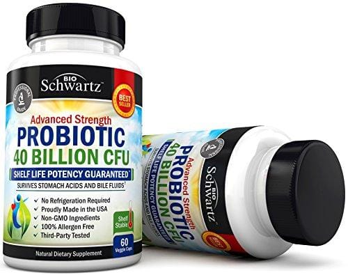 Probiotic 40 Billion CFU. Guaranteed Potency until Expiration - Patented Delay Release, Shelf Stable - Lactobacillus Acidophilus - Gluten Dairy Free for Women Men - No Refrigeration - Digestive Health